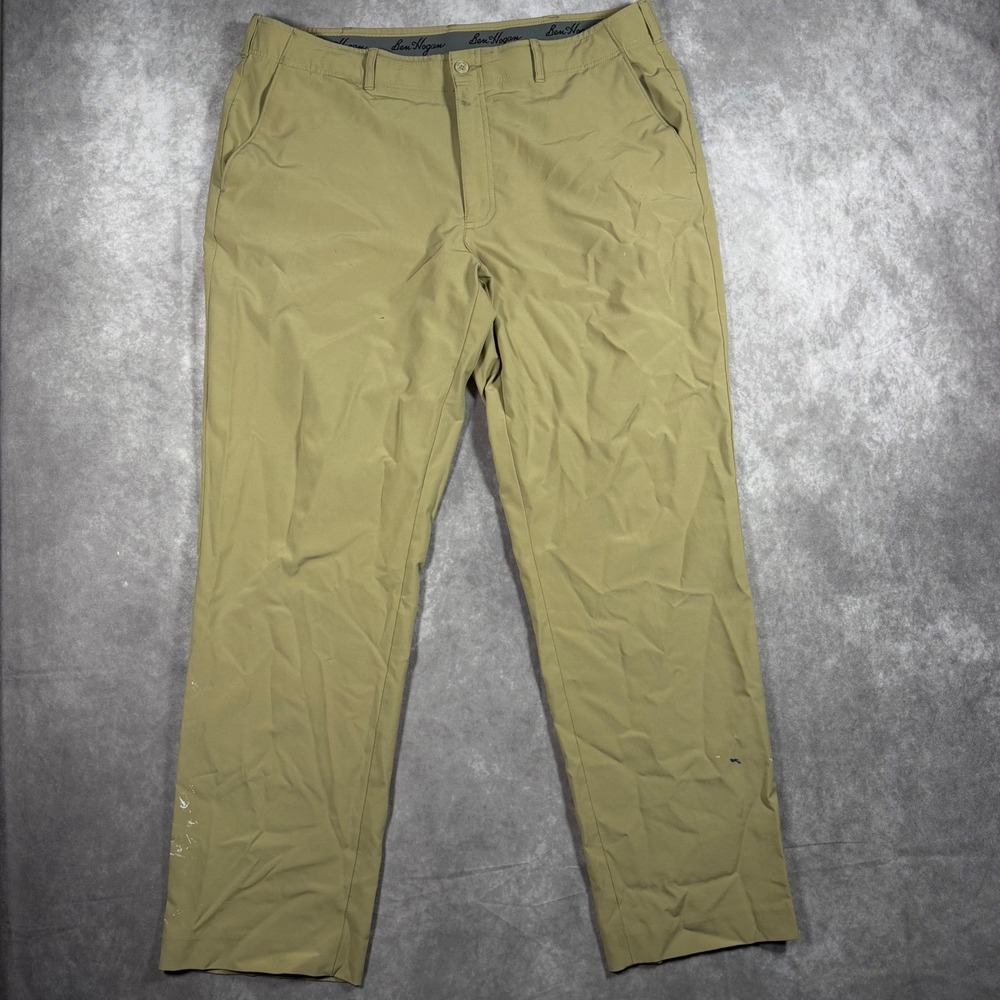 Ben Hogan Men's Performance Golf Pants Tan Khaki 38x32 Flat Front Stretch Preppy